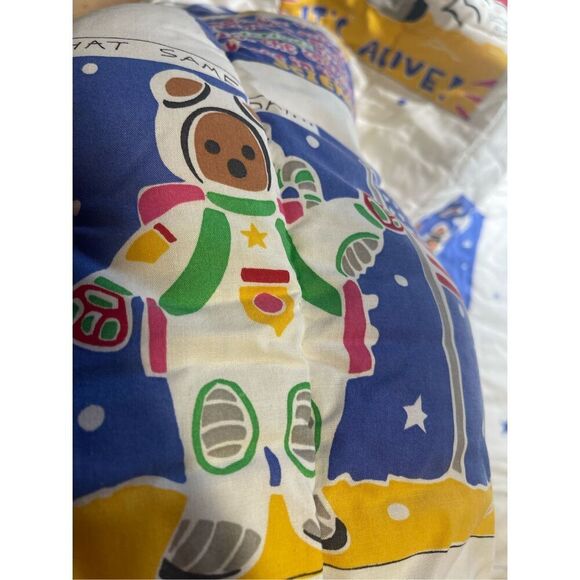 Astro Bears kids comforter Vtg Little Bear Astronauts Space Puppy USA Flags Twin - Picture 1 of 16